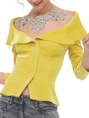 Norma Kamali Buttermilk Off Shoulder SB Jacket, XXS